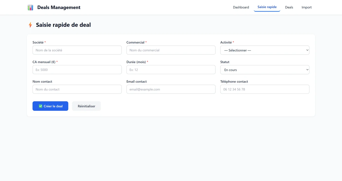 Generated app: quick deal entry